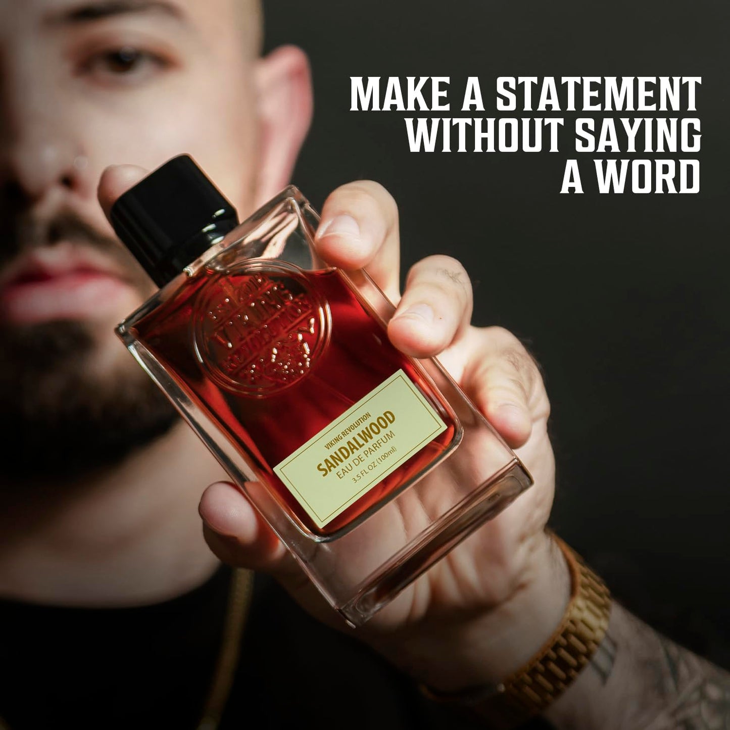 Viking Revolution Sandalwood Cologne for Men - Eau De Parfum - Woody Sandalwood Perfume with Notes of Cedar, Cypress, Plum Blossom, Lemon, Balm, Vanilla - Gifts for Men 3.5 Fl Oz