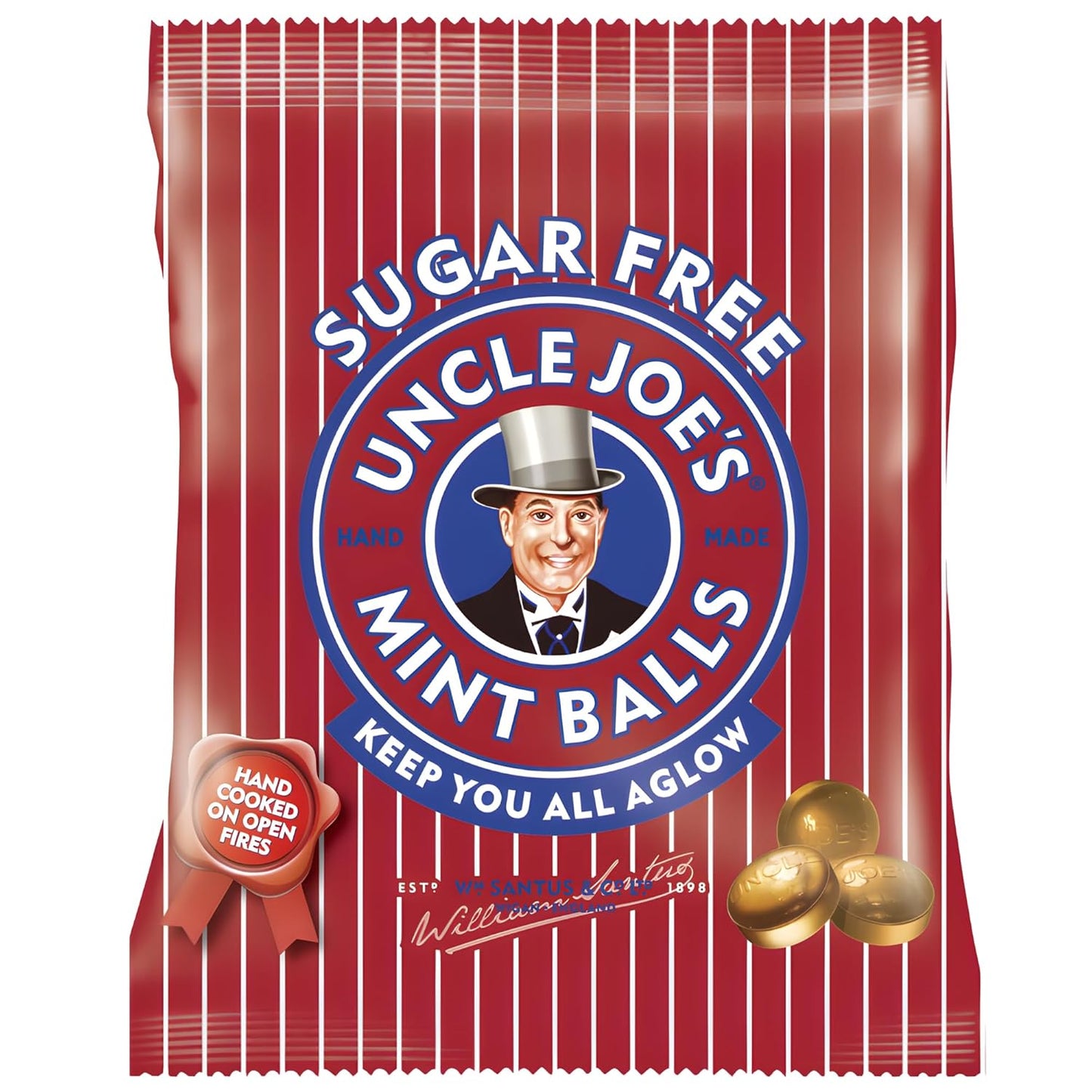 Uncle Joe’S Sugar Free Mint Balls 60G (2.1 Oz) | Handmade Vegan British Candy | Real Peppermint Oil Mints Individually Wrapped Hard Candy | English Breath Mints Gift & after Dinner Treat from UK