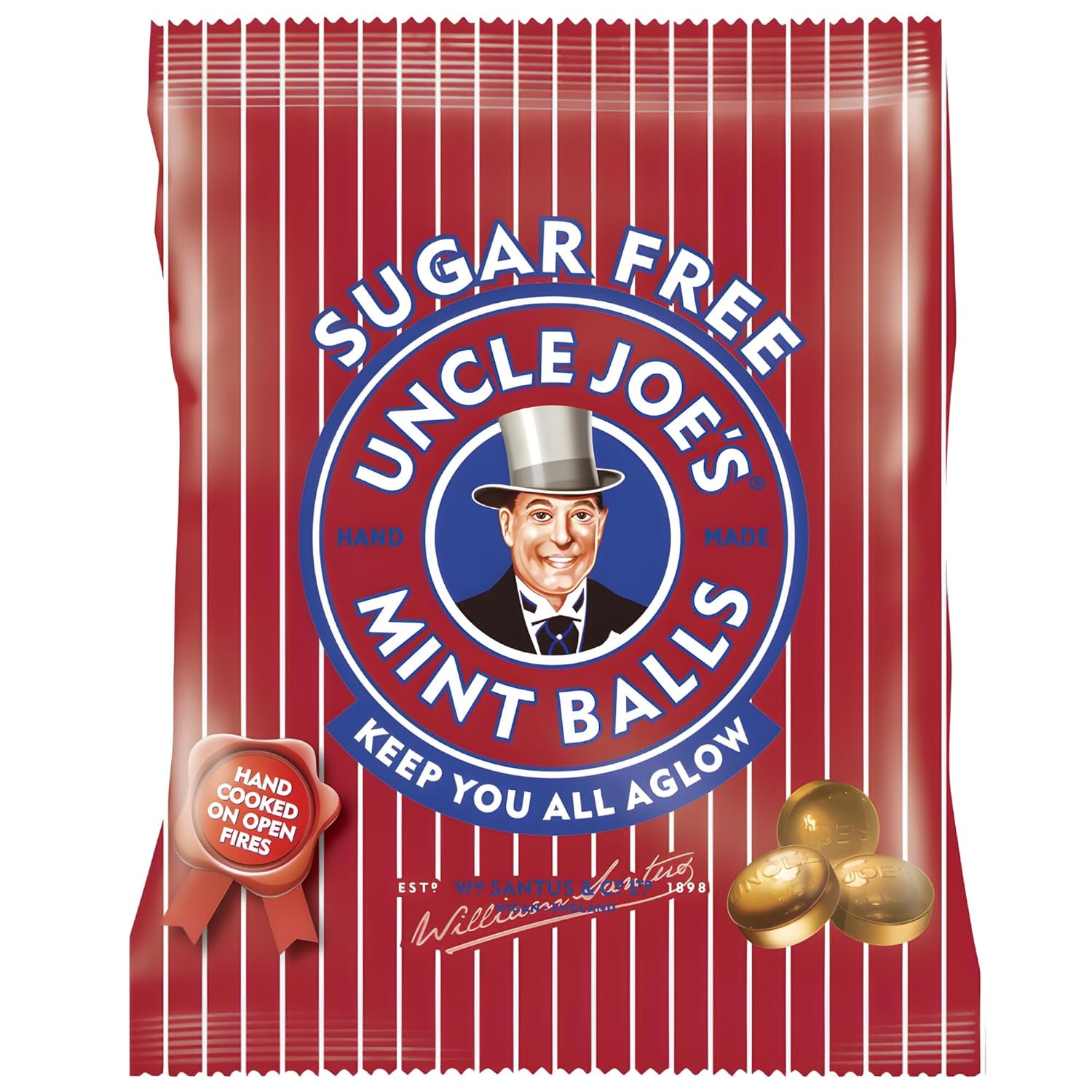 Uncle Joe’S Sugar Free Mint Balls 60G (2.1 Oz) | Handmade Vegan British Candy | Real Peppermint Oil Mints Individually Wrapped Hard Candy | English Breath Mints Gift & after Dinner Treat from UK