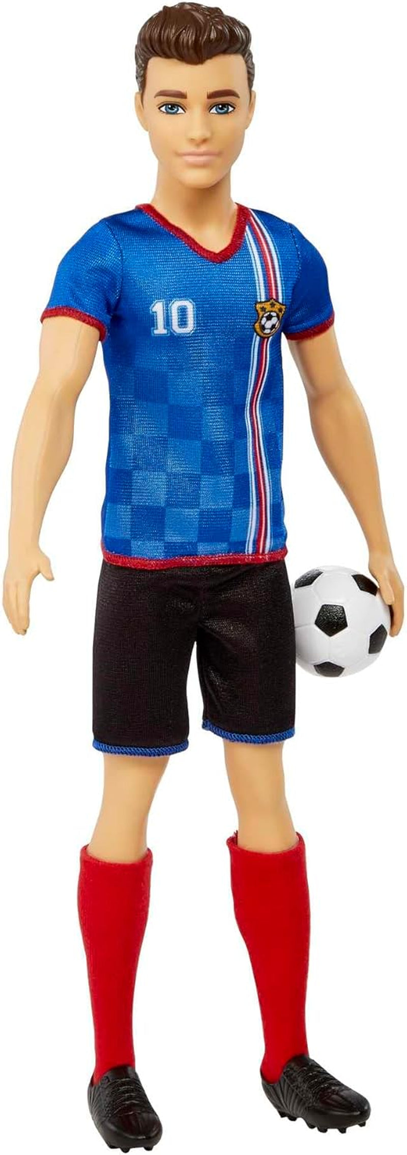 Barbie Careers Ken Fashion Doll & Accessory, Soccer Player with Cropped Hair, #10 Uniform, Tall Socks, Cleats & Ball | Cropped Hair, #10 Uniform, Tall Socks, Cleats & Ball