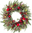 22’’ Artificial Christmas Wreath for Front Door with Red Balls Candy Canes Pine Needles Red Berries Pine Cones Christmas Decorations for Winter Wall Outdoor Home Holiday Xmas Decor