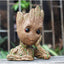 Baby Groot Pen Pot Tree Man Pens Holder or Flower Pot with Drainage Hole Perfect for a Tiny Succulents Plants 6" (Grayish Brown)