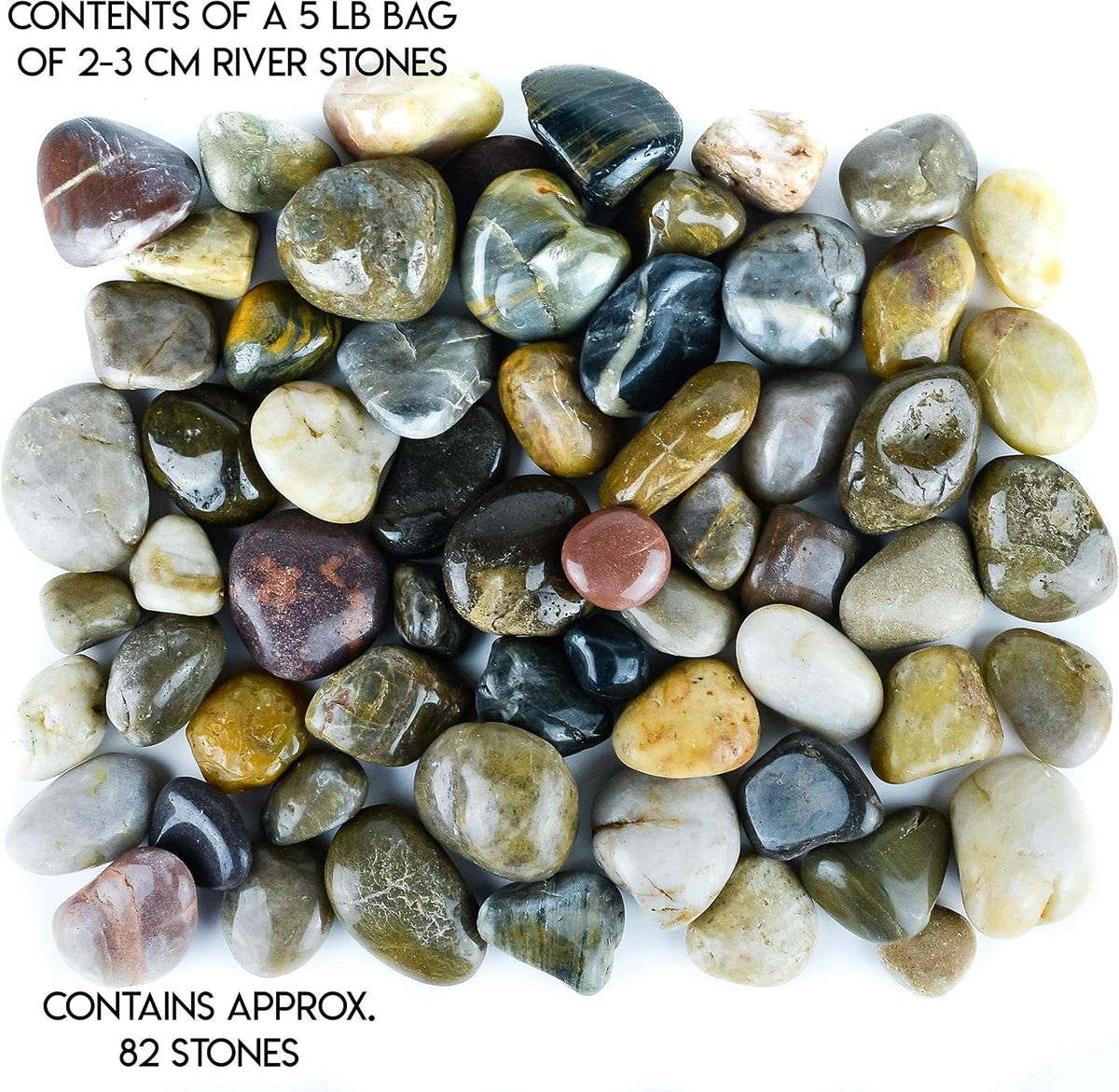 5 Lbs Approx. 82 River Rocks Stones for Plants Pebbles for Indoor Plants | Aquarium Fish Tank Rocks | Polished Decorative Rocks for Vases (1.6-2.4 Inches)