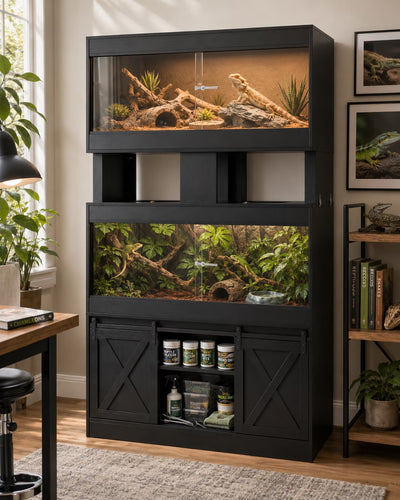 Nordee 120 Gallon 4X2X2 Reptile Tank with Stand & Sliding Glass Doors, Reptile Enclosure for Bearded Dragons, Geckos, Lizards and Snakes