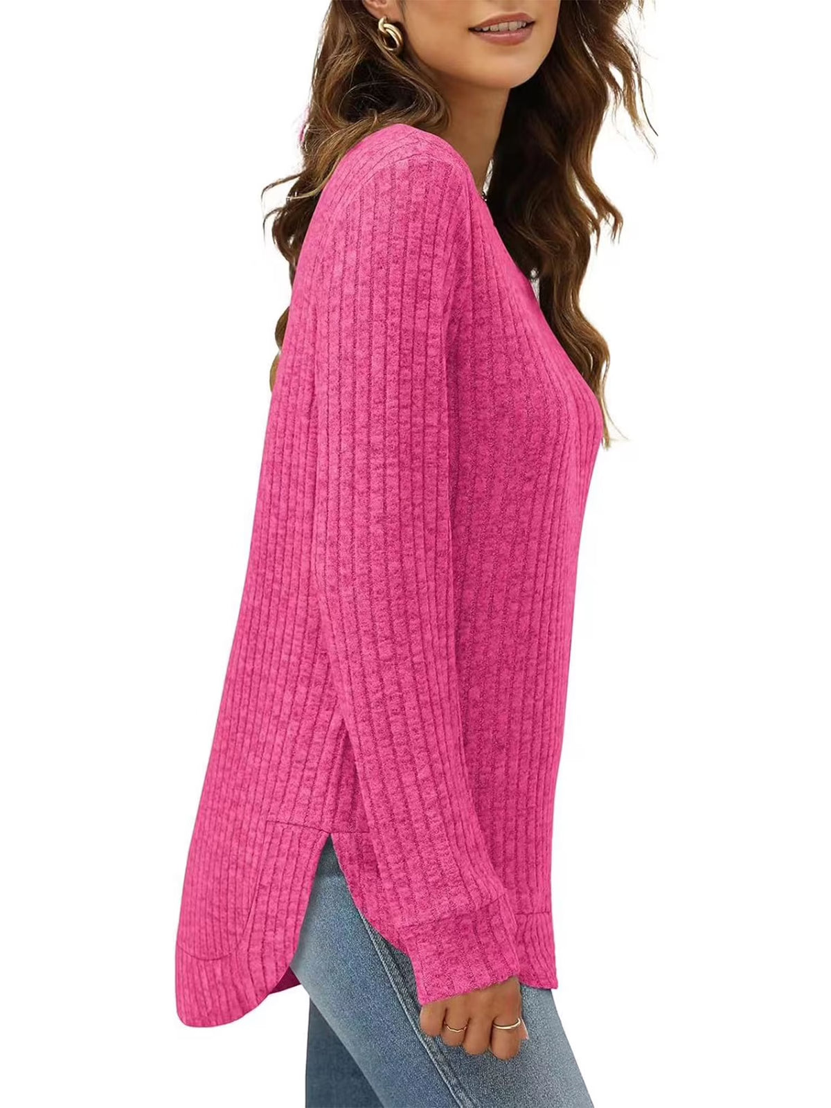 SHIBEVER Sweaters for Women Fall Casual Long Sleeve Tunic Tops Crewneck Lightweight Pullover Sweatshirts Winter Loose T Shirts for Women