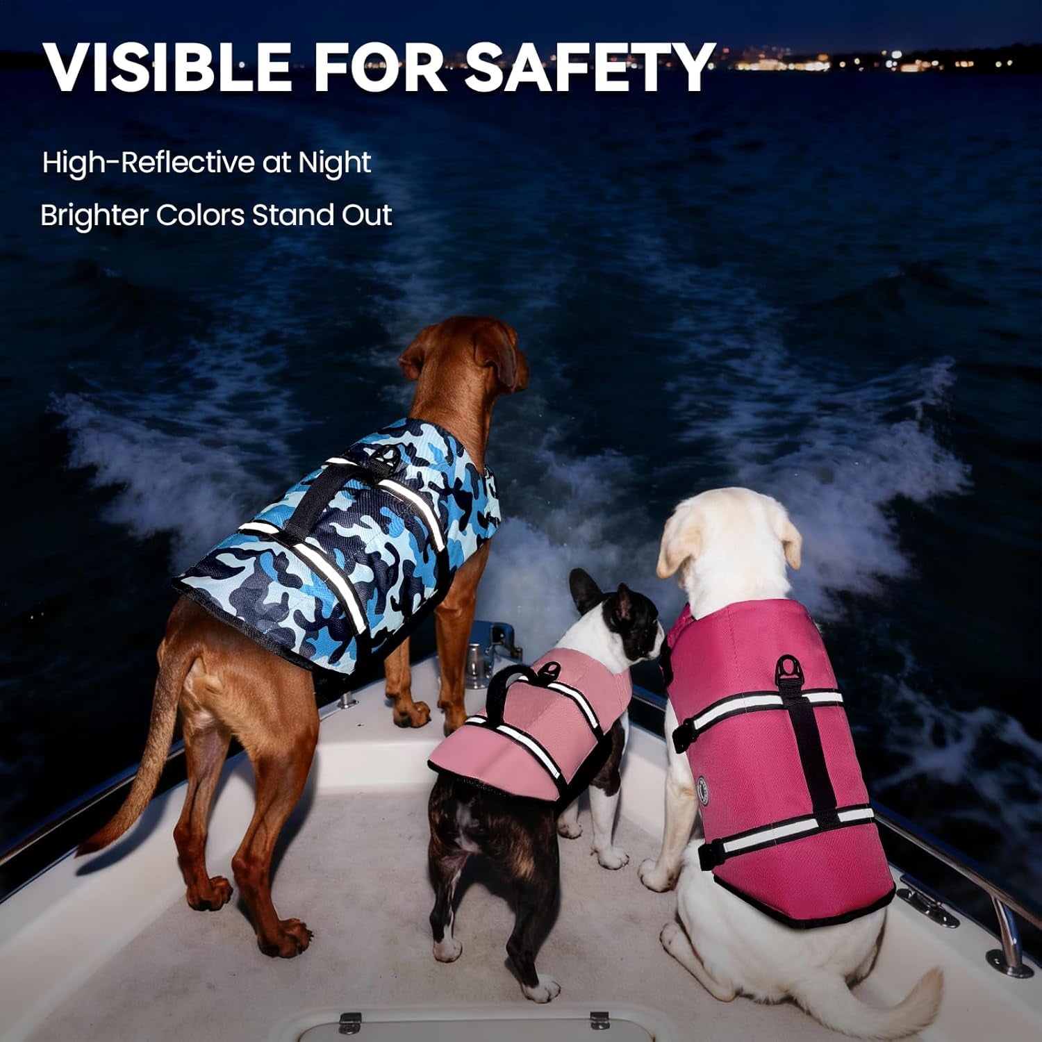 VIVAGLORY Rip Stop Dog Life Vest, Swimming Vest with Handle, Buoyancy for Doggy Puppy, Dog Life Jacket for Swimming & Boating, M, Pink