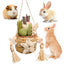 Rabbit Chew Toys, Reed Grass Hanging Basket Chews, Woven Bunny Chewing Timothy Cake Wood Treats for Small Pets
