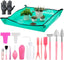 Melphoe 25Pcs Mini Garden Hand Transplanting Succulent Tools Set, 39.4" Thickened Repotting Mat & Plant Tag, Miniature Planting Indoor Fairy Care, Potting, Cactus, Houseplant Bonsai Tool Kit (Pink)