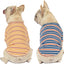 Dog Shirts Cotton Striped T-Shirt, Summer Pet Clothes for Small Dogs, 2-Pack Soft Puppy Apparel Cat Tee, Breathable Stretchy, Blue Yellow XXL