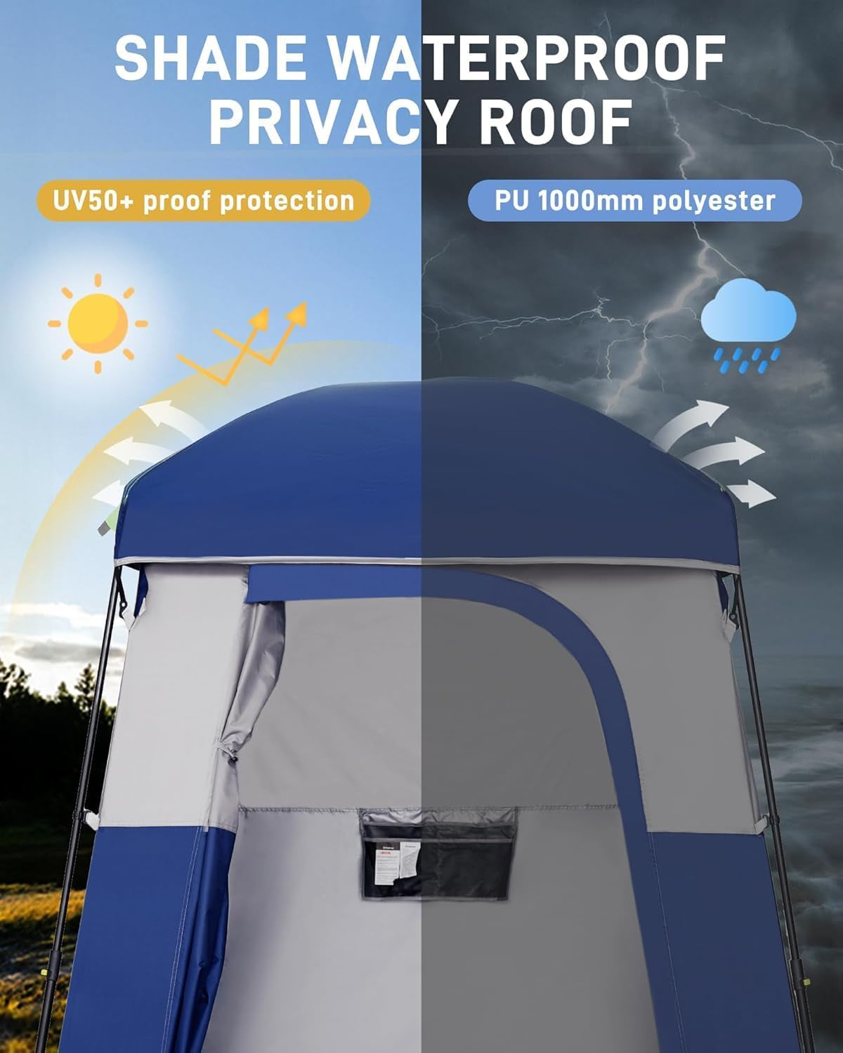 Kingcamp Shower Tent, Portable Privacy Tent Outdoor Camping 1/2 Room Toilet Tents with Shower Bag & Dressing Room for Beach, Camping & Hiking