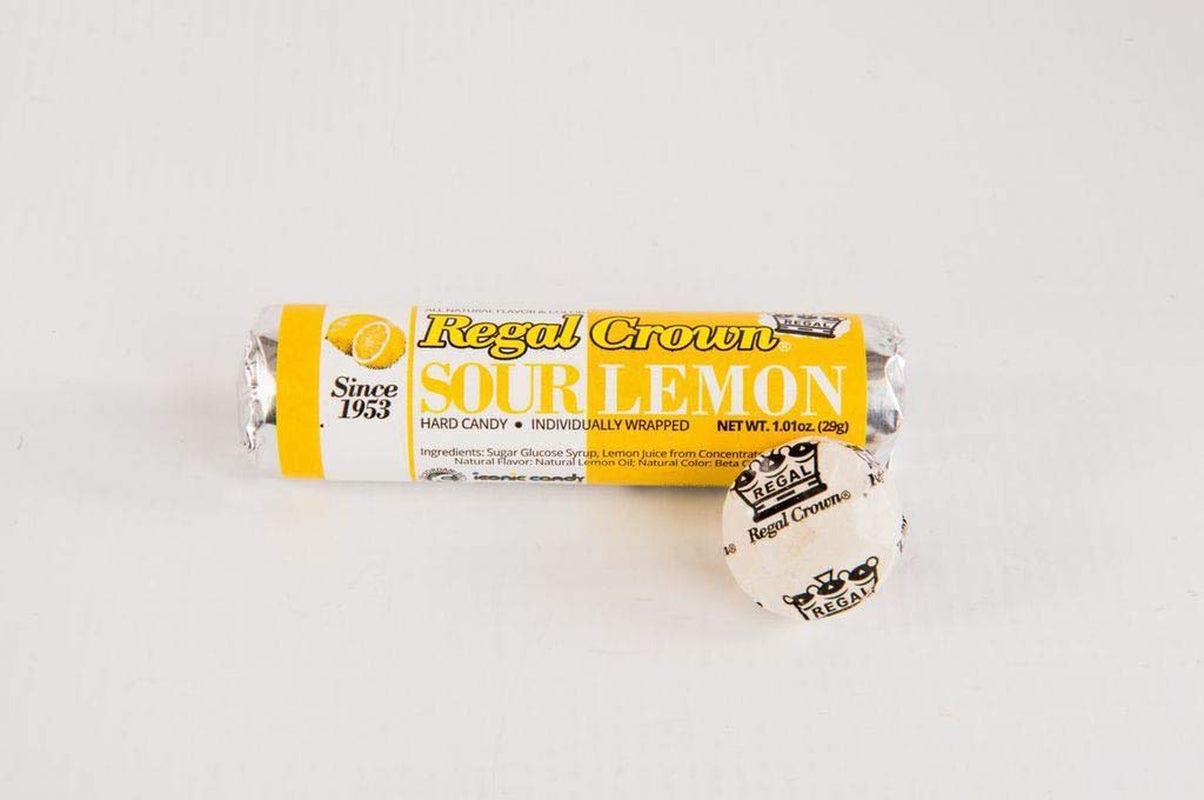 Regal Crown Sour Lemon Hard Candy Rolls | Old Fashioned Sour Lemon Candy | Traditional Lemon Candy Brought to You by Iconic Candy | 24 Count