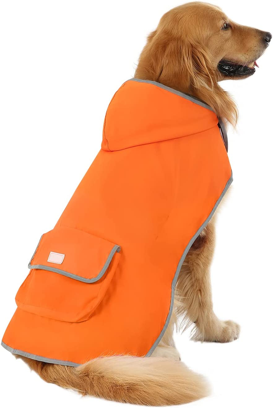 HDE Reversible Hooded Dog Raincoat Slicker Poncho for Small Medium Large Dogs - Camo Orange - L - Polyester