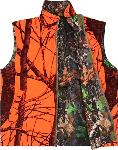 GUGULUZA Hunting Heated Vest, Camo Orange Reversible Vest, Game Vest Jacket for Hunting, Lightweight Heating Vest (4XL)