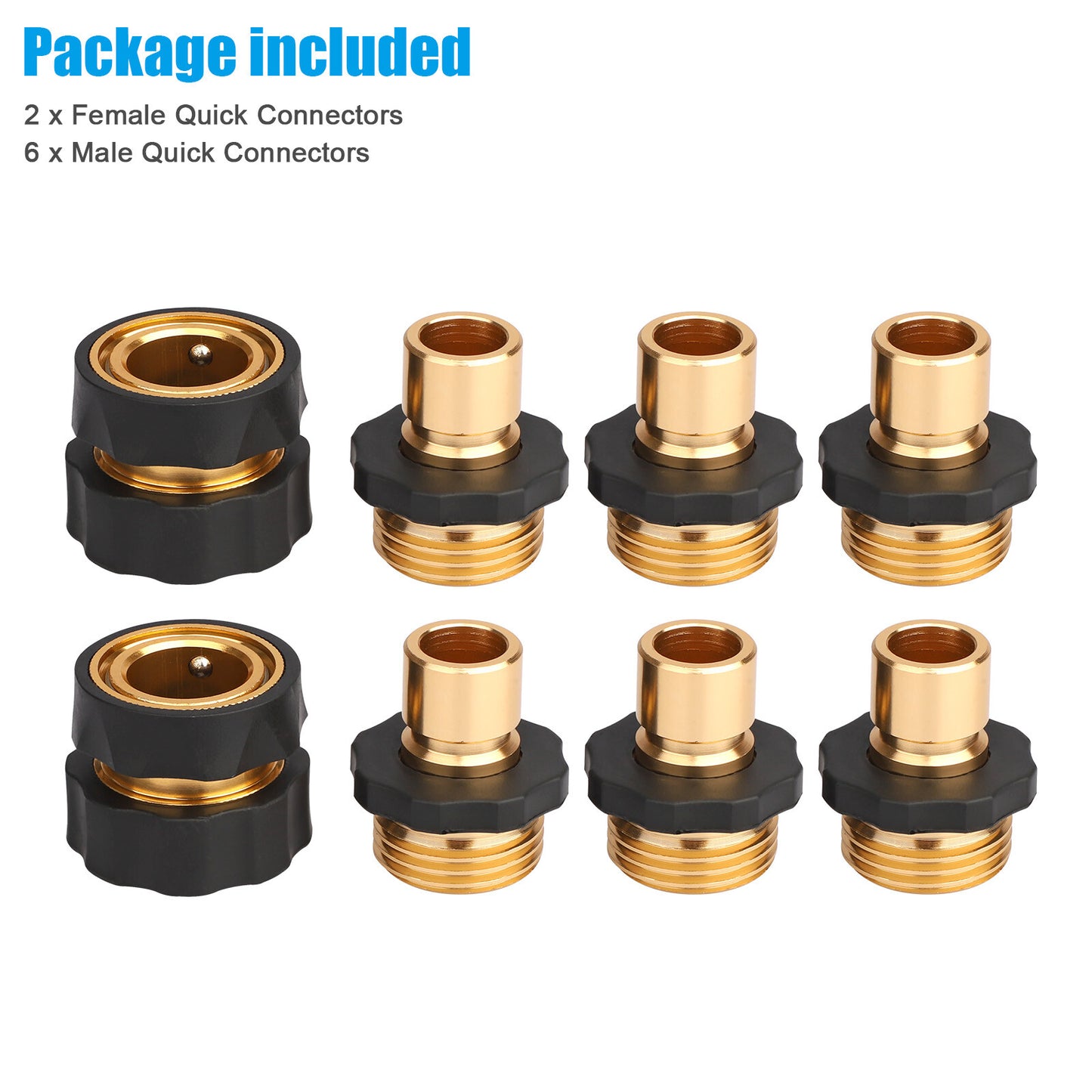 3/4" Garden Hose Quick Connect Water Hose Fit Female Male Connector Set Fitting