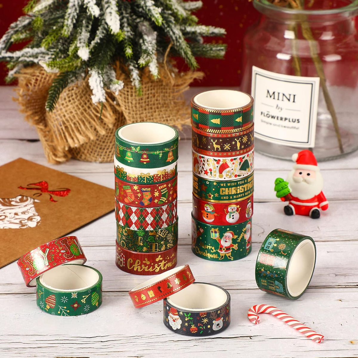 SANNIX 17 Rolls Christmas Washi Tape Holiday Decorative Washi Tapes 4 Sizes