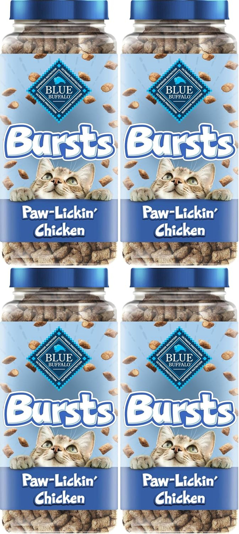Blue Buffalo Bursts Crunchy & Creamy Cat Treats, Great for Training, Paw-Lickin' Chicken, 12-Oz. Tub (Pack of 4)