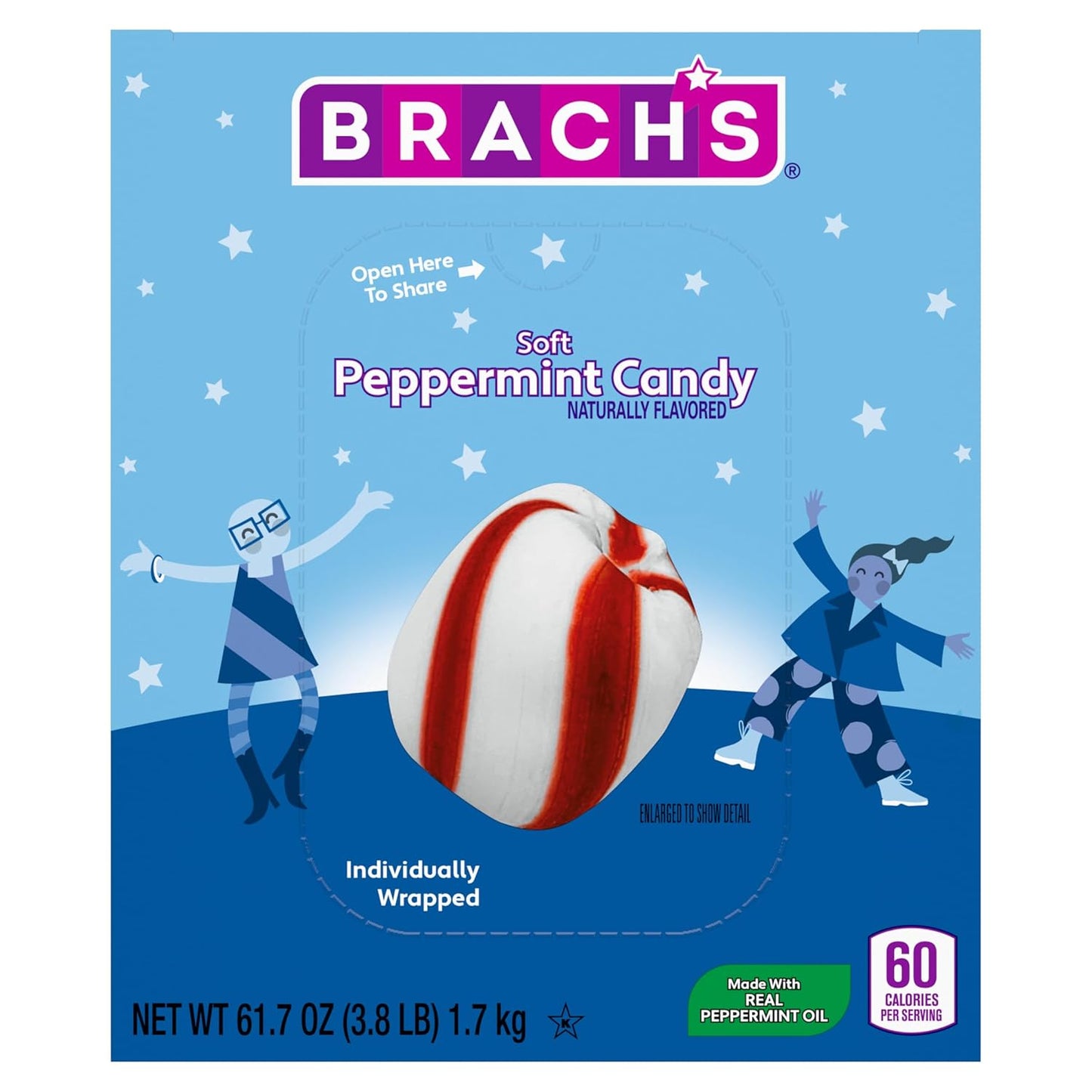 Brach'S Soft Peppermint Candy, Individually Wrapped Pieces, 61.7 Oz Carton (350 Pieces)