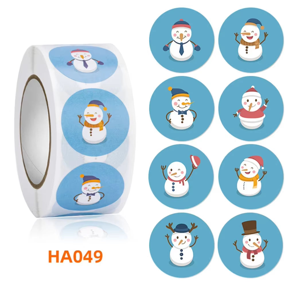Christmas Gift Box 500Pcs round Labels Christmas Sticker Candy Bag Flower Gift Box Cake Boxes Packaging New Year Stickers