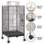 Yaheetech 40" H Wrought Iron Bird Cage with Open-Top Design & Rolling Stand Black