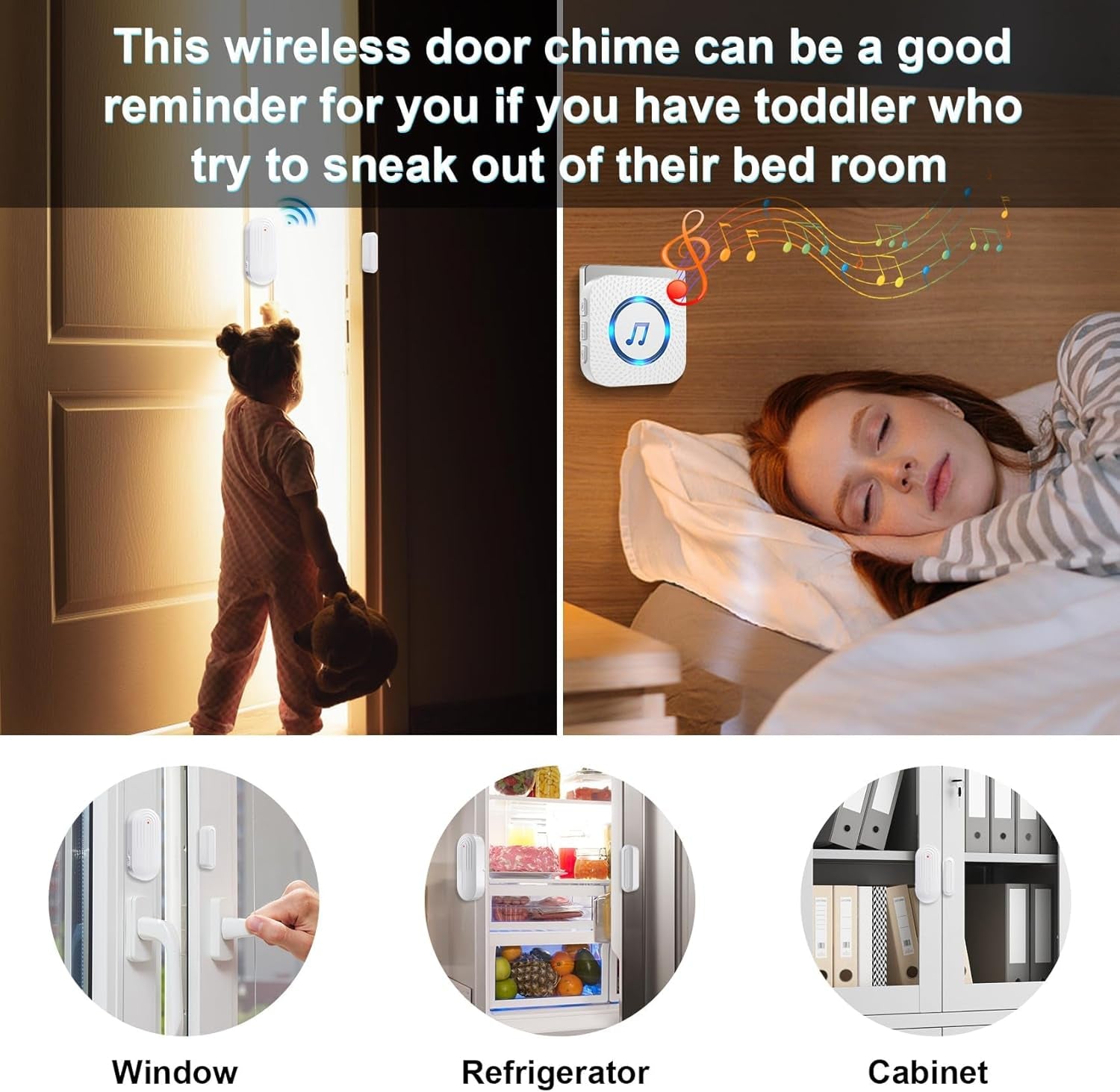 Door Chime,Sanjie Wireless Door Sensor Chime When Door Opens,Door Entry Alarm Chime for Business/Home/Kids,500 FT Range,26 Chimes 5 Adjustable Volume, 2 Sensors + 1 Receivers