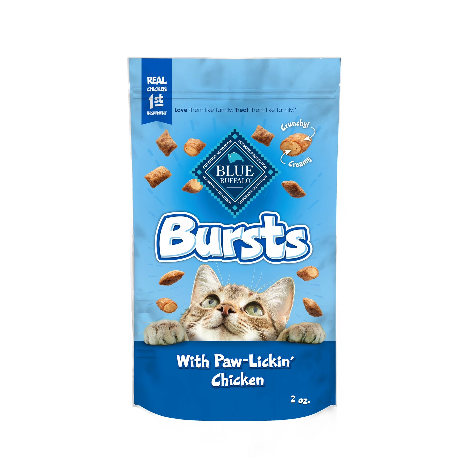 Blue Buffalo Bursts Crunchy & Creamy Cat Treats, Great for Training Chicken, 2-Oz Bag