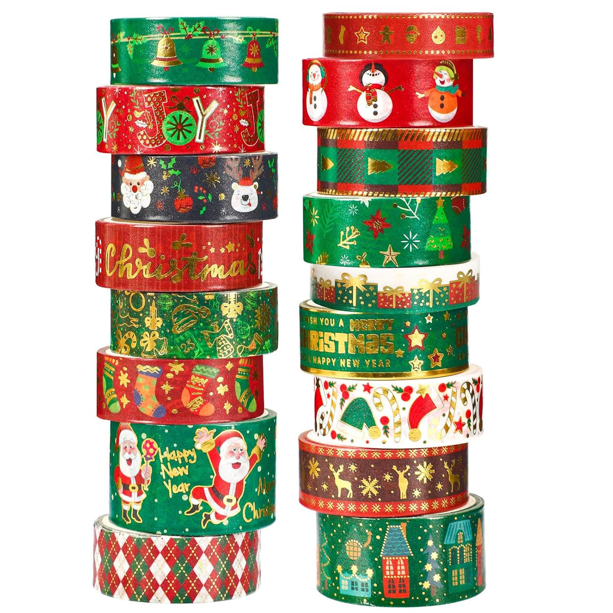 SANNIX 17 Rolls Christmas Washi Tape Holiday Decorative Washi Tapes 4 Sizes