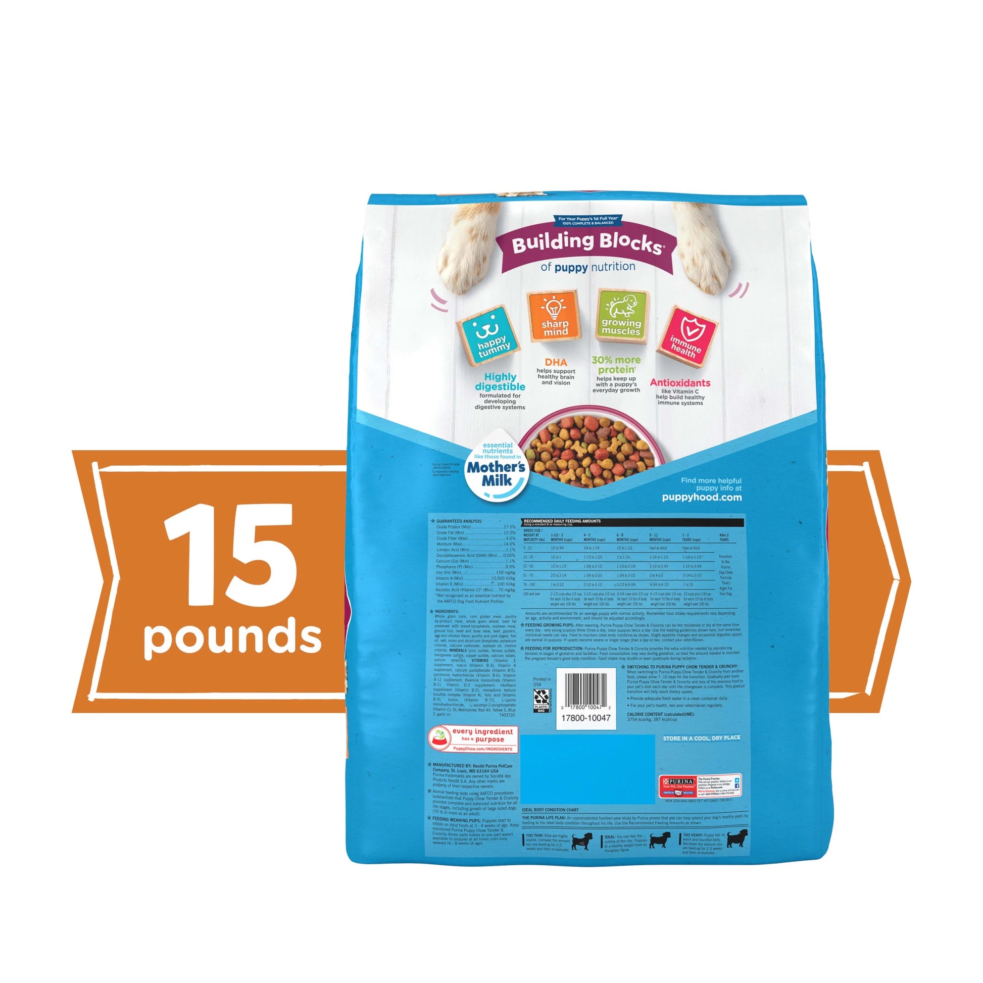 (3 Pack) Purina Puppy Chow Dry Dog Food, High Protein Tender & Crunchy Real Beef Formula, 15 Lb Bag