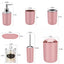 8-Piece Bathroom Accessory Set with Trash Can,Soap Dish,Toothbrush Holder,Cup,Toilet Brush Holder in Pink with Labels