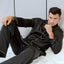 Lonxu Pajamas Set Mens Silk Satin Pajamas Long Sleeve Loungewear Two-Piece Sleepwear Button-Down Pj Set S-XXXXL