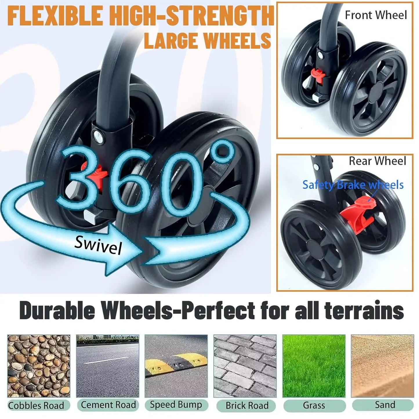 3-In-1 Pet Dog Stroller, Dog Wagon with Removable Carrier, Cat Stroller for Medium Dogs up to 55Lbs