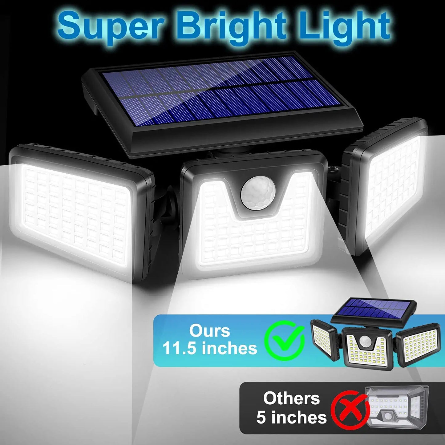 2 Pack Solar Lights Outdoor 128 LED 800LM Cordless LED Solar Motion Sensor Lights IP65 Waterproof Security LED Flood Light