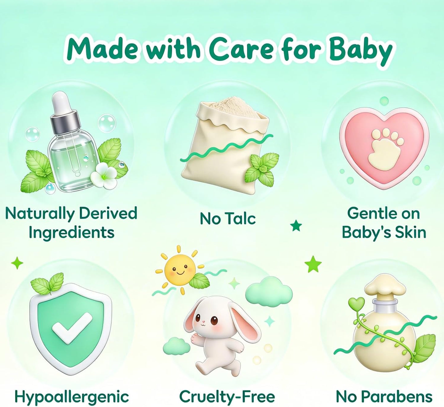 Cornstarch Baby Powder, Soothe & Protect Diaper Area, No Talc Hypoallergenic Dusting Powder, Help Prevent Diaper Rash with Zinc Oxide & Aloe, Gentle Absorb Sweat & Anti-Chafe for Sensitive Skin, 2Pack
