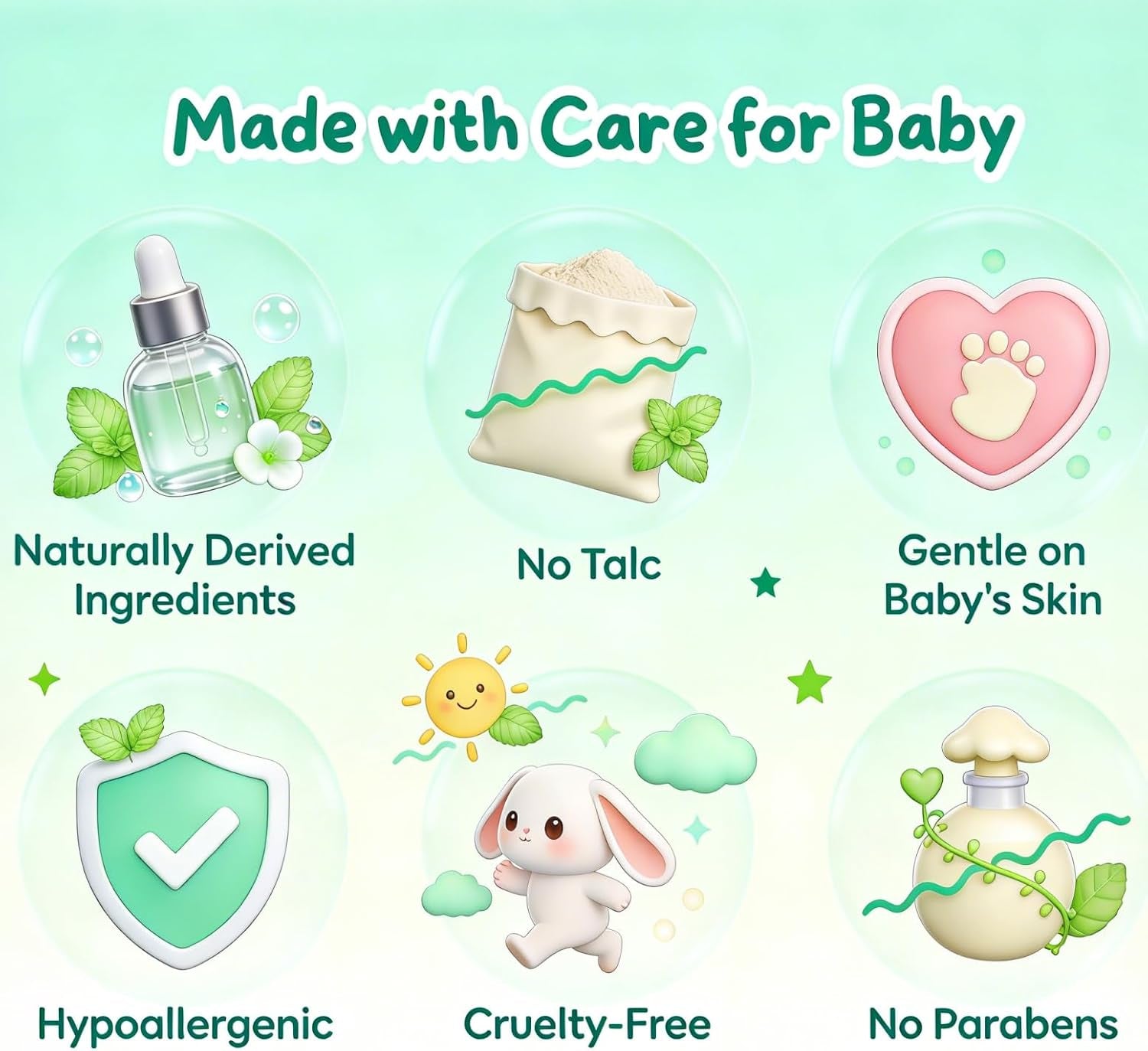 Cornstarch Baby Powder, Soothe & Protect Diaper Area, No Talc Hypoallergenic Dusting Powder, Help Prevent Diaper Rash with Zinc Oxide & Aloe, Gentle Absorb Sweat & Anti-Chafe for Sensitive Skin, 2Pack