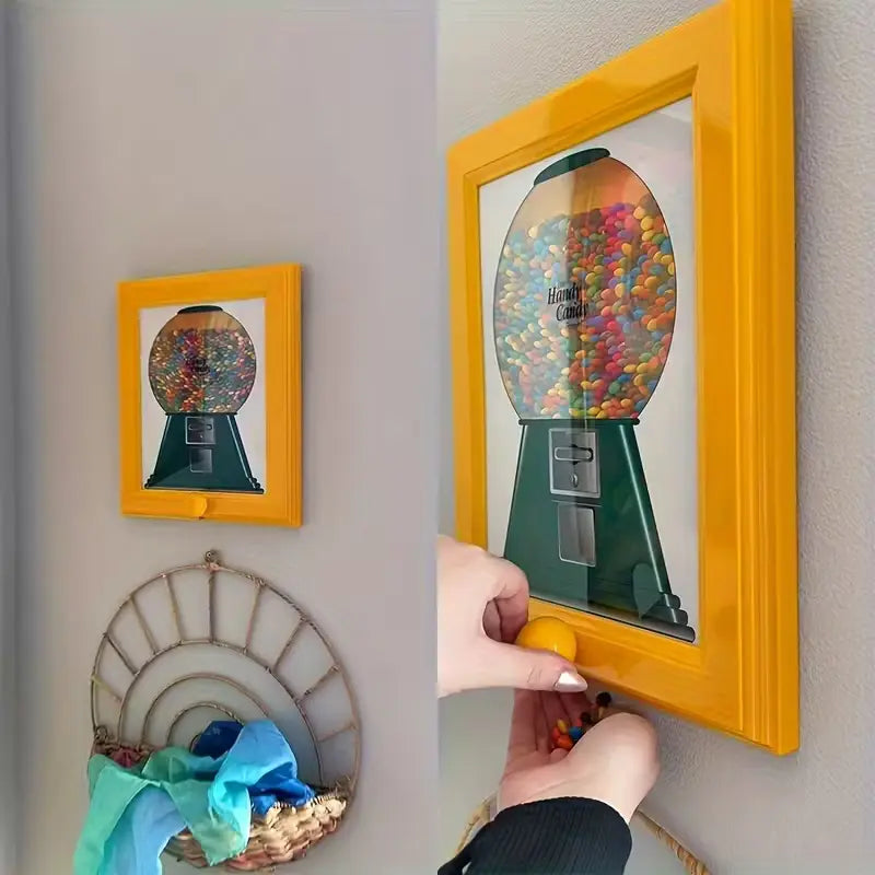 Viral Tiktok Candy Frame a Fun Wall-Mounted Dispenser for Your Home Candy Dispenser Picture Frame Handy Fast Distribution Candies, Nuts, Dog & Cat Treats Holiday Gifts Halloween Decoration Yellow Adults Decorative, Christmas Gift