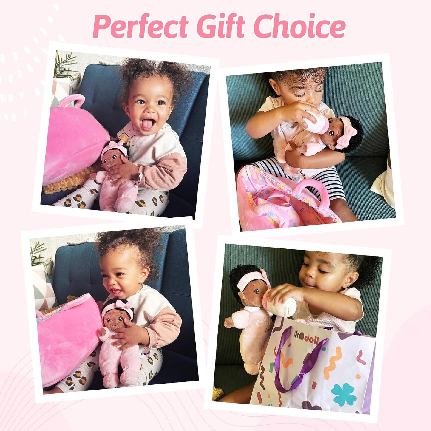 OUOZZZ Baby Doll Accessories with Black Doll, Bassinet, Blanket and Bottle | Interactive Pretend Playset for Social Emotional Learning, Educational Toy for 2 Year Old Girls