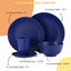 Homienly 40 Pcs Wheat Straw Dinnerware Sets, Dinner Plates, Cups, Pasta Bowls, Dishes Set for 8, Microwave Safe Plates and Bowls Sets, Blue