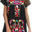 YZXDORWJ Women Mexican Embroidered Dress Short Sleeve