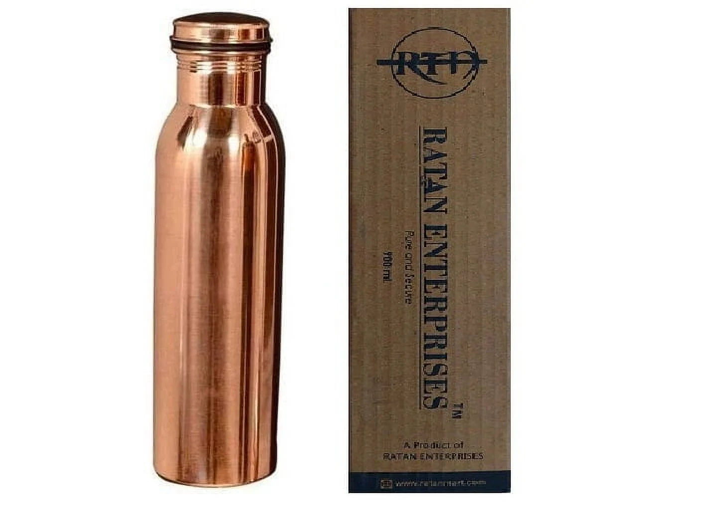 RATAN ENTERPRISES Pure Copper Plane Water Bottle with Lid 900 ML