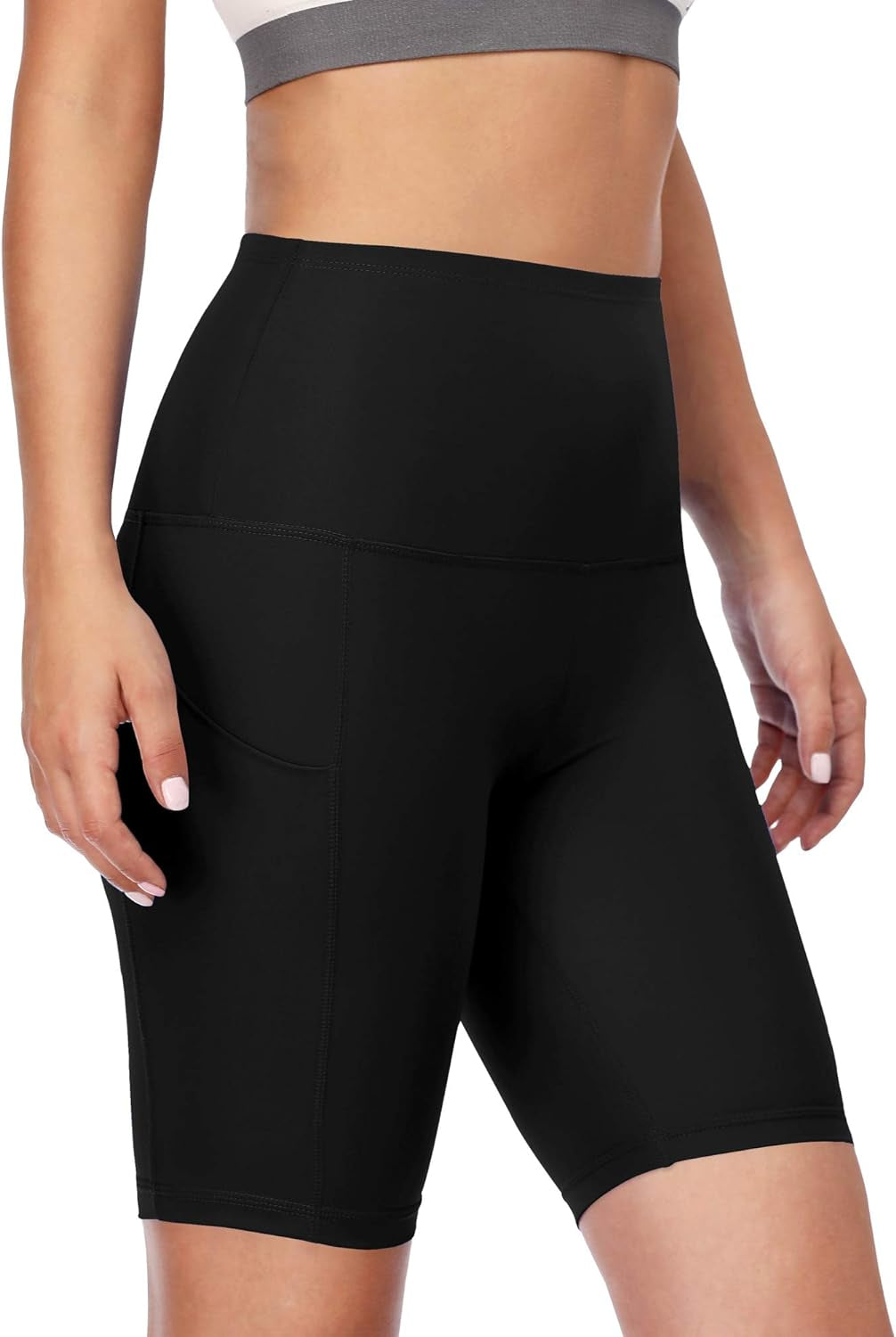 CADMUS Women'S High Waist Spandex Yoga Shorts for Bike Running Two Side Pockets