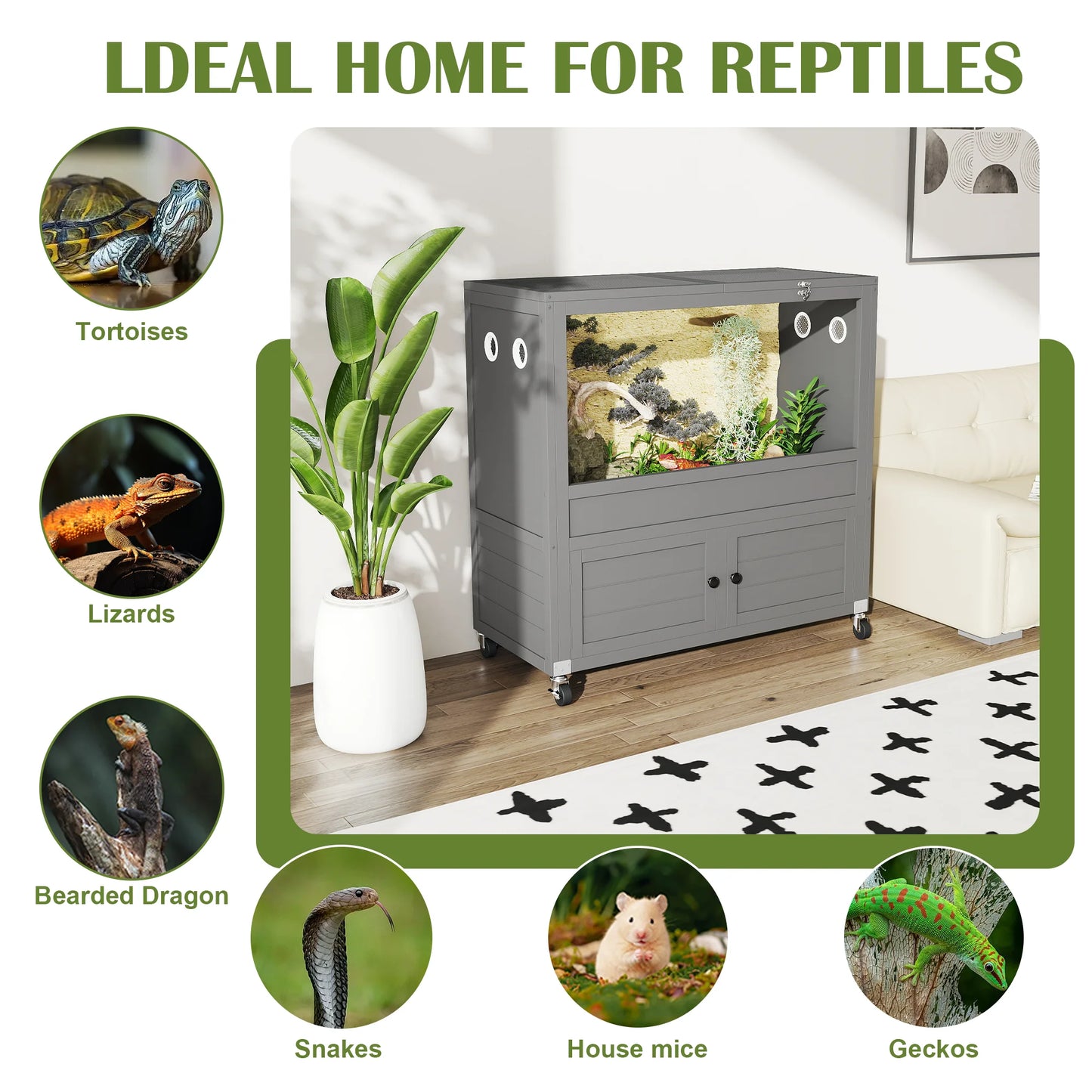 WAYTRIM 36 Gallon Reptile Terrarium with Stand