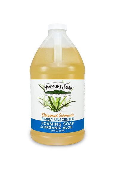 Organic Foaming Hand Soap, Natural Moisturizing Soap for Dry Skin, Fragrance Free Liquid Bathroom Hand Soap + Laundry Detergent, Natural Laundry Soap Liquid, Baby Detergent (Unscented, 64 Fl Oz)