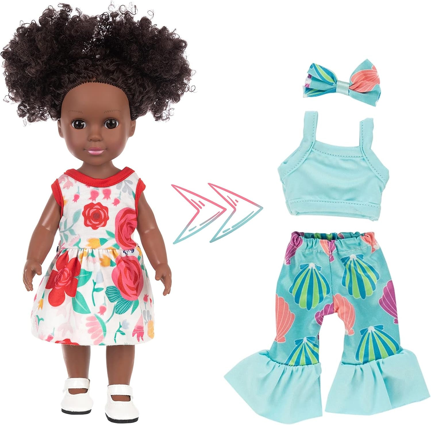 14.5 Inch Black Dolls and Black Baby Doll Clothes Accessories