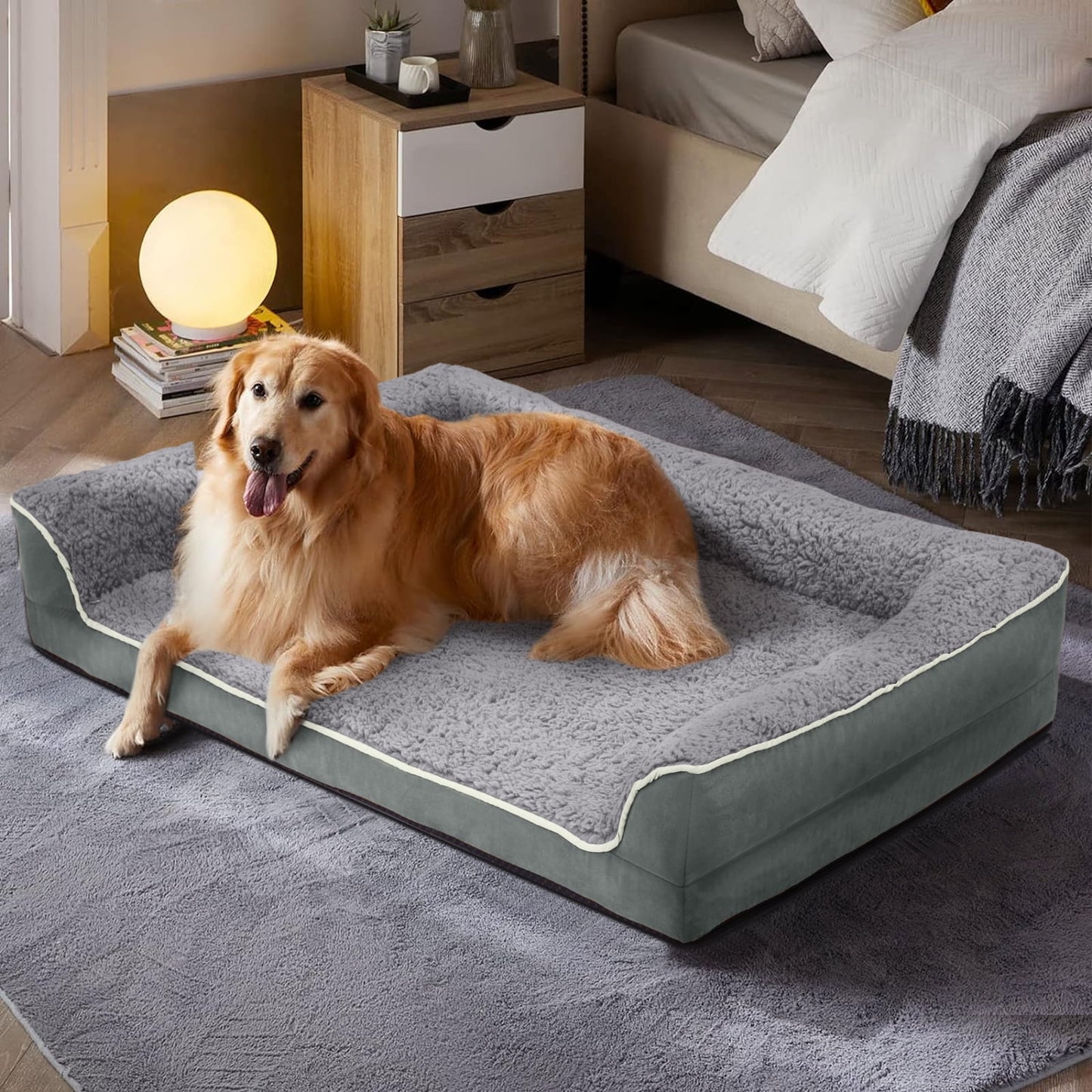 Payusd Dog Bed for Large Medium Small Dogs Orthopedic Dog Sofa Bed Non Slip Pet Couch with Removable Washable Cover Supportive Egg Crate Foam S to XL