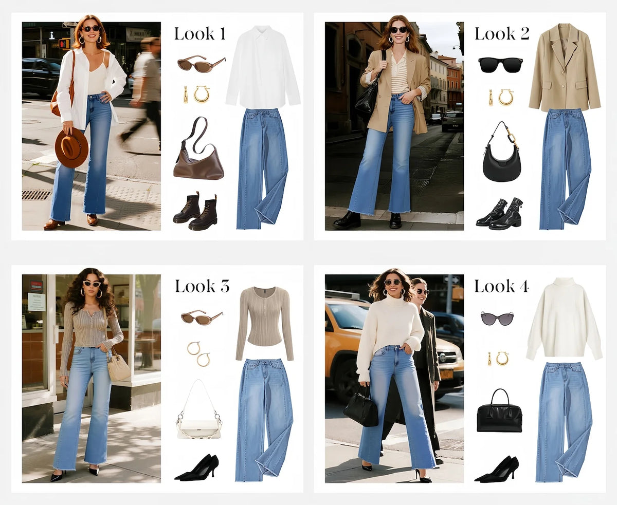 PRETTYGARDEN Wide Leg Jeans for Women Trendy High Waisted Stretchy Baggy Raw Hem Denim Palazzo Pants with Pockets