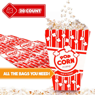 Poppy'S Large Popcorn Boxes – 20 Pack 46 Oz Concession-Grade Popcorn Buckets, Popcorn Machine Accessories for Popcorn Bars, Movie Nights, Concessions