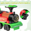 OLAKIDS Kids Ride on Train with Track, 6V Electric Toy with Lights and Sounds, Retractable Footrest, under Seat Storage, Christmas Theme Battery Powered Gift for Toddlers Boys Girls (Christmas Style)
