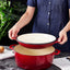 Bruntmor 7 Quart Dutch Oven Pot with Lid - 2-In-1 Oval Cast Iron Enamel Cookware with Skillet Top - Enameled Dutch Oven for Bread, Baking, Stews, Roasting - Heat Resistant up to 500°F - Red Finish