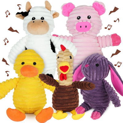 Prime Pets Dog Toys, 5 Pack, Squeaky Plush Dog Chew Toys Gift for Small Medium Large Dogs, Puppy