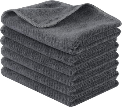 SINLAND Microfiber Cleaning Cloth, 12X12 Inch, Slate Grey, 6 Pack | Ultra Absorbent, Softer Towel, Reusable, No Streak Lintless, for Home, Kitchen, Car, Window Use