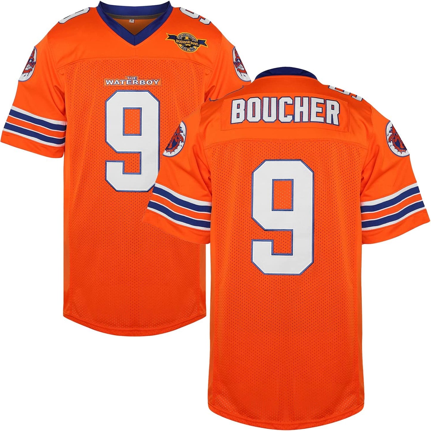 The Waterboy #9 Bobby Boucher Adam Sandler 50Th Anniversary Movie Mud Dogs Bourbon Bowl Football Jersey